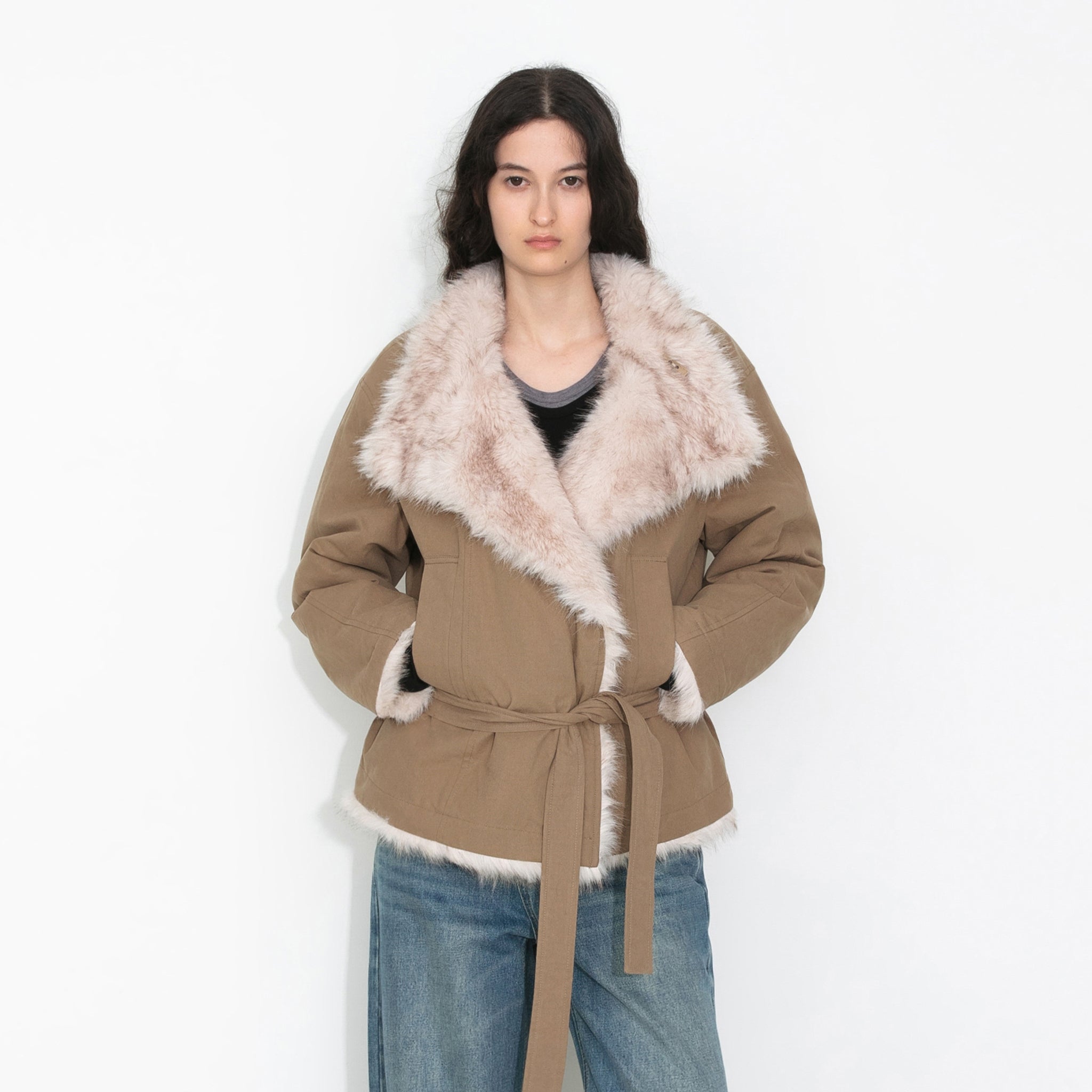 Oversized Faux Fur Hybrid Coat-4