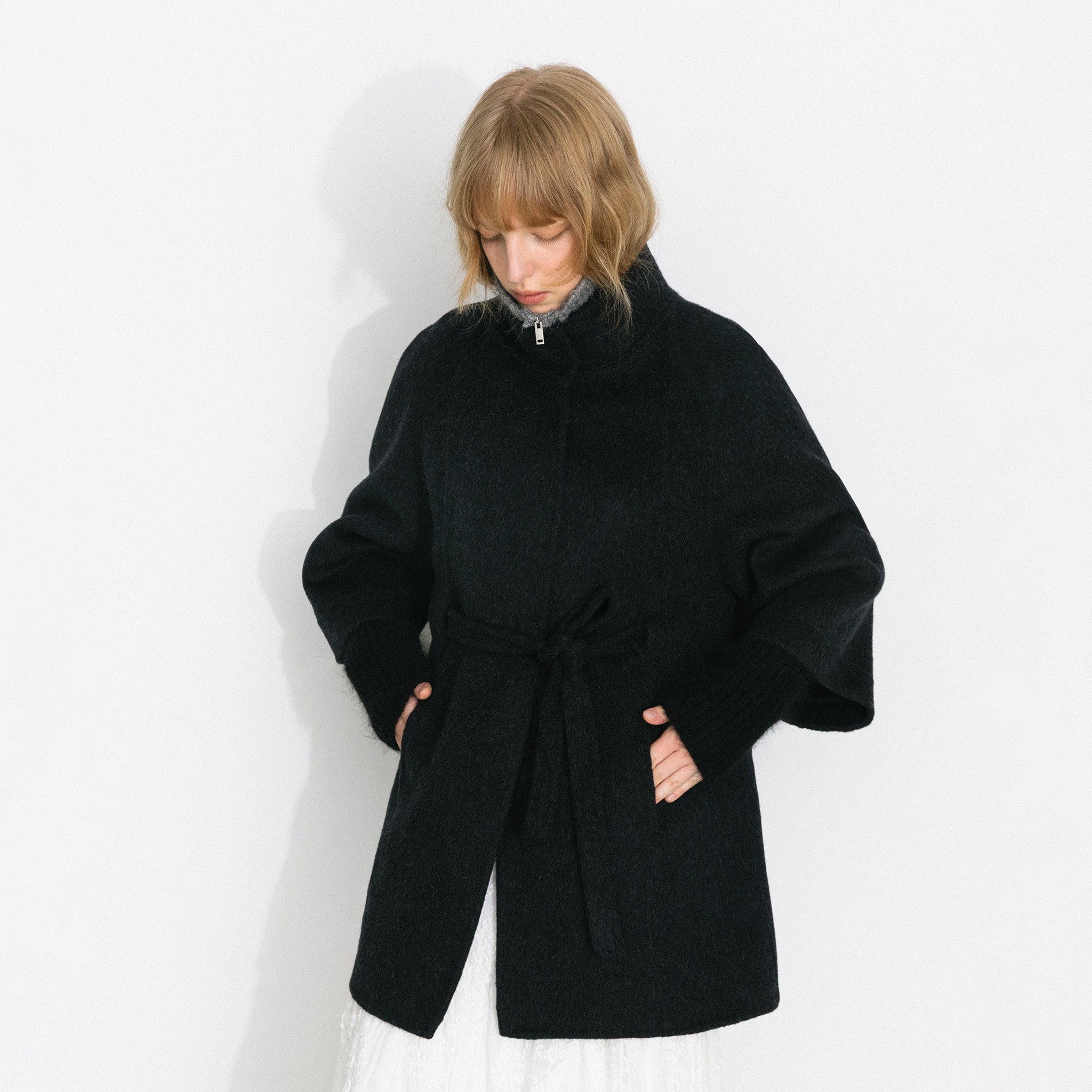 Minimal Wool-Blend Waist-Defined Coat-3