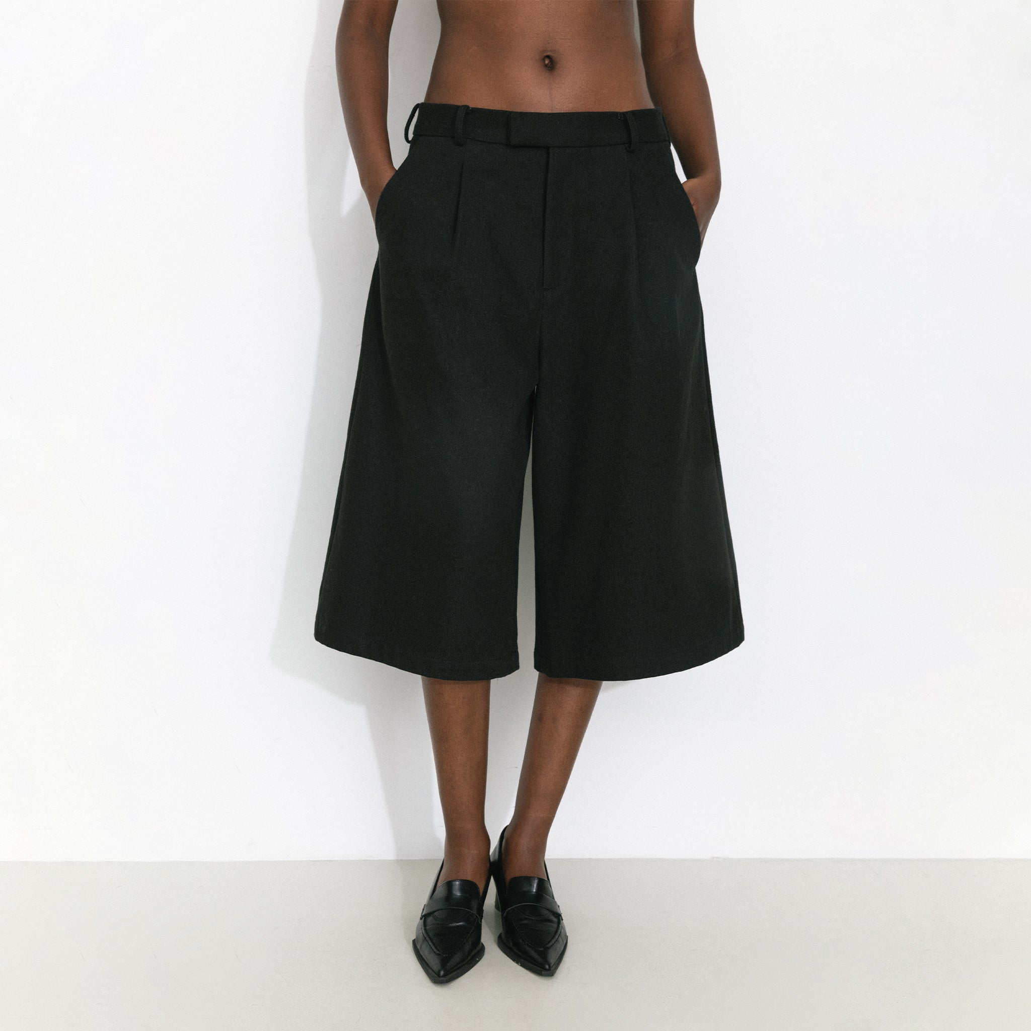 Casual A-Line Wide-Leg Cropped Blazer Pants-3