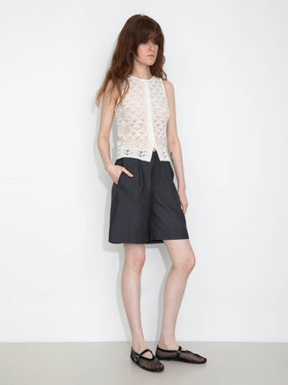 Linen Striped Summer Suit Shorts