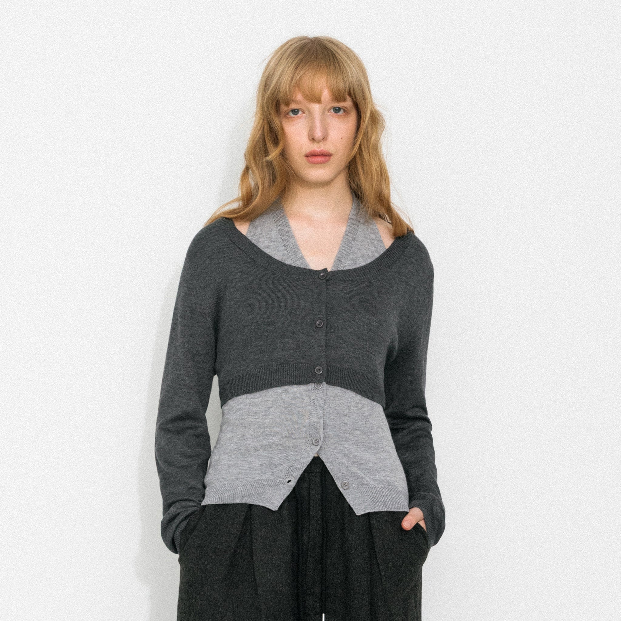 Minimal Color-Block Halter Two-Piece Top-3