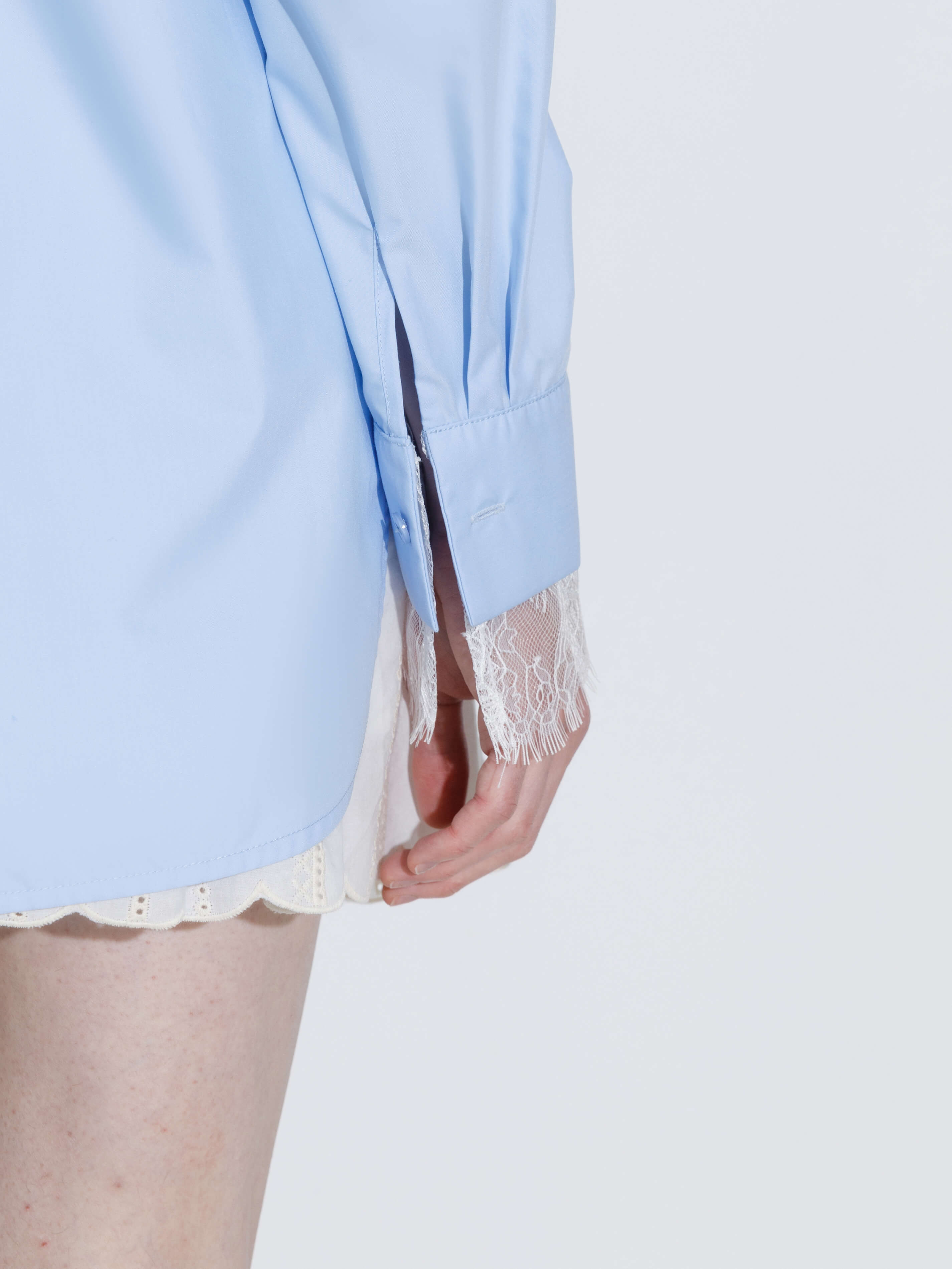 Double Wing Collar Shirt with Detachable Lace Collar-4