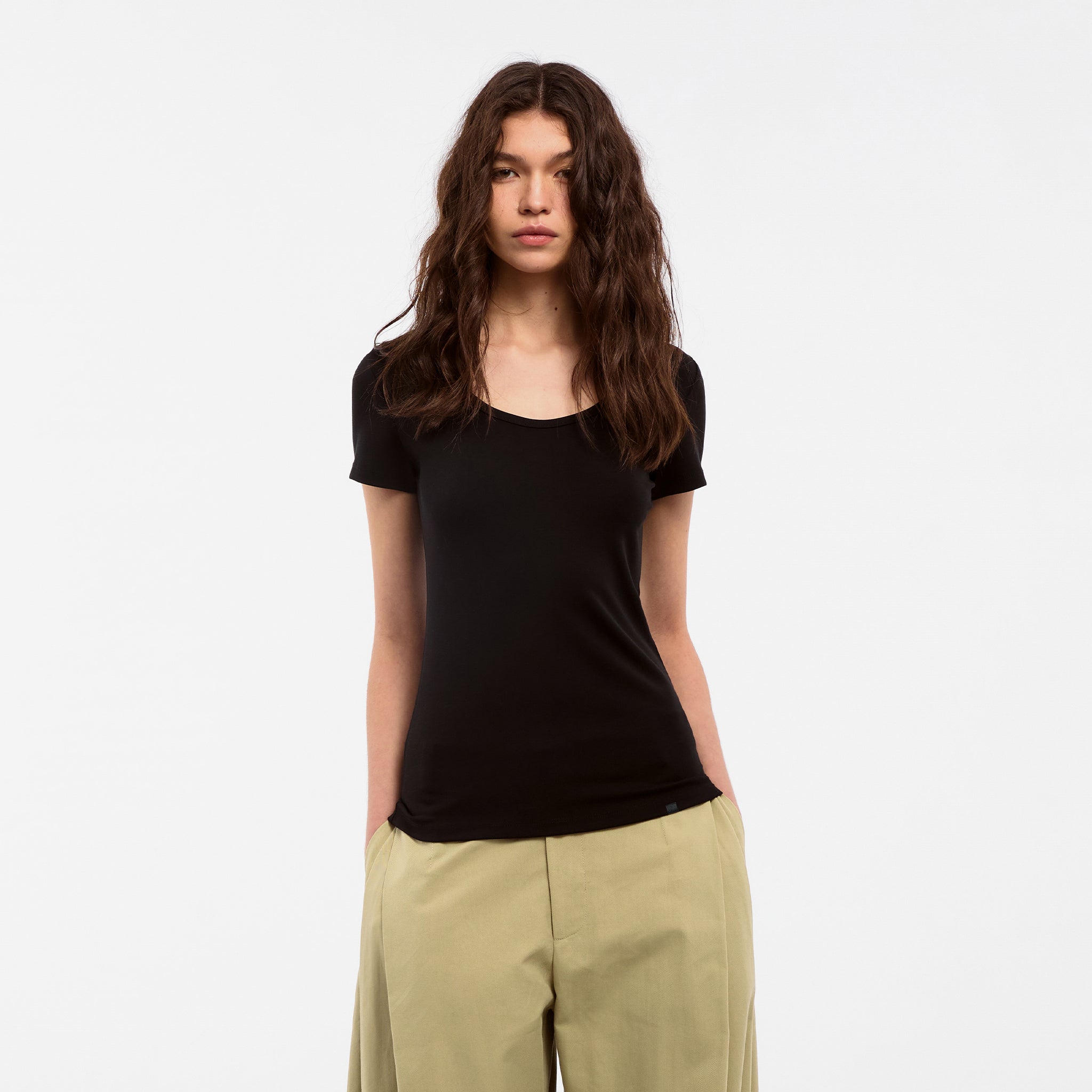 CUBIC Modal Long Slim Fit Crew Neck T-Shirt-3