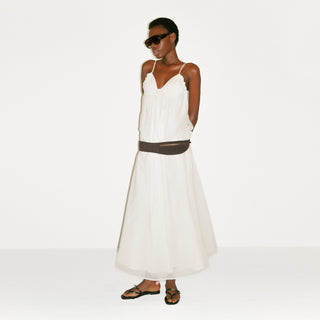 CUBIC White V-Neck Flowy Two-Piece Set