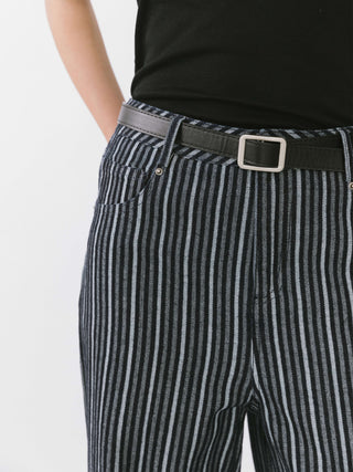 Pinstriped Wide Leg Cropped Jeans