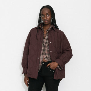 Button-Front Shirt Collar Loose-Fit Down Jacket
