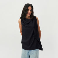 CUBIC Draped Cowl Neck Asymmetrical Sleeveless Top
