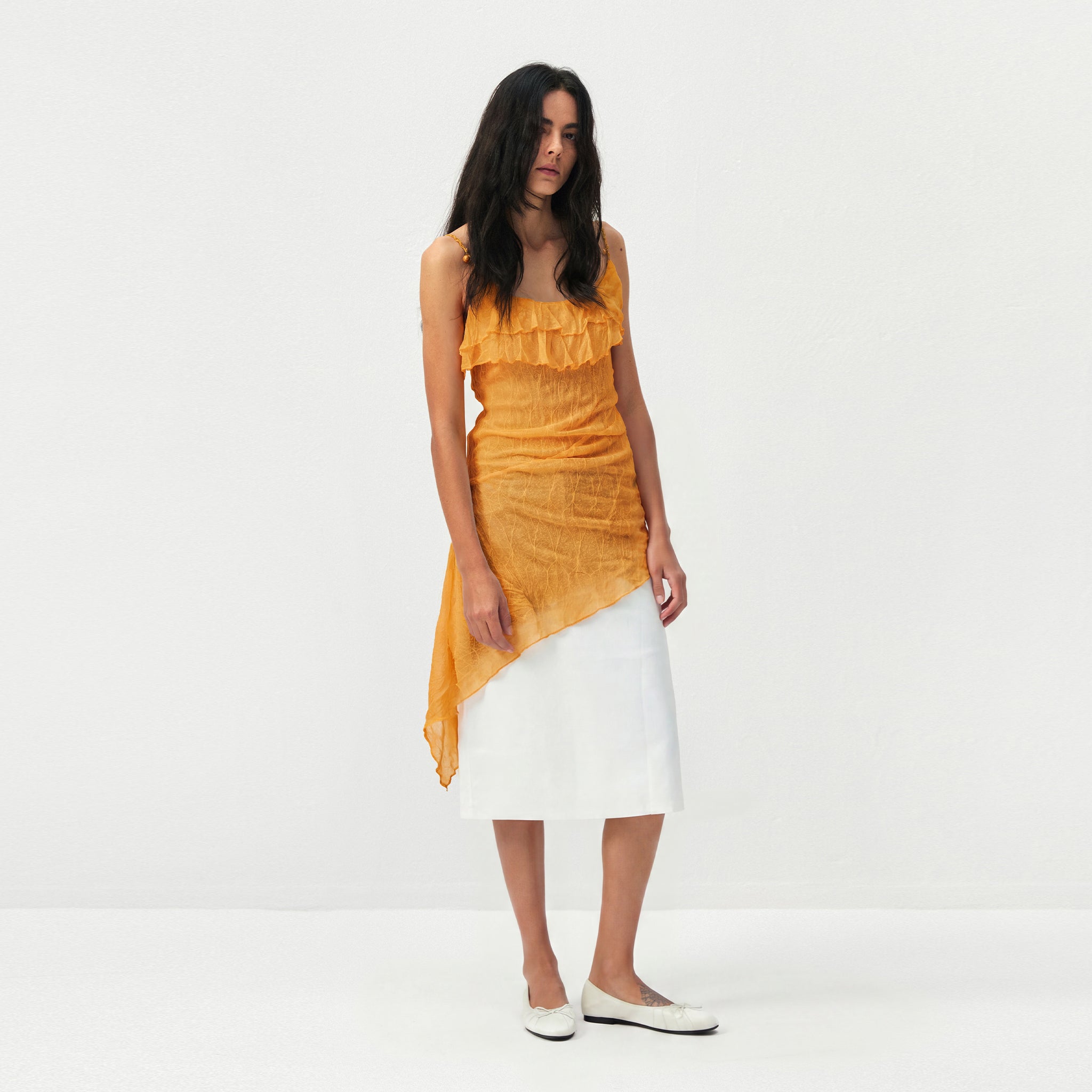 CUBIC Textured Ruffle Neck Lace Strap Camisole-3