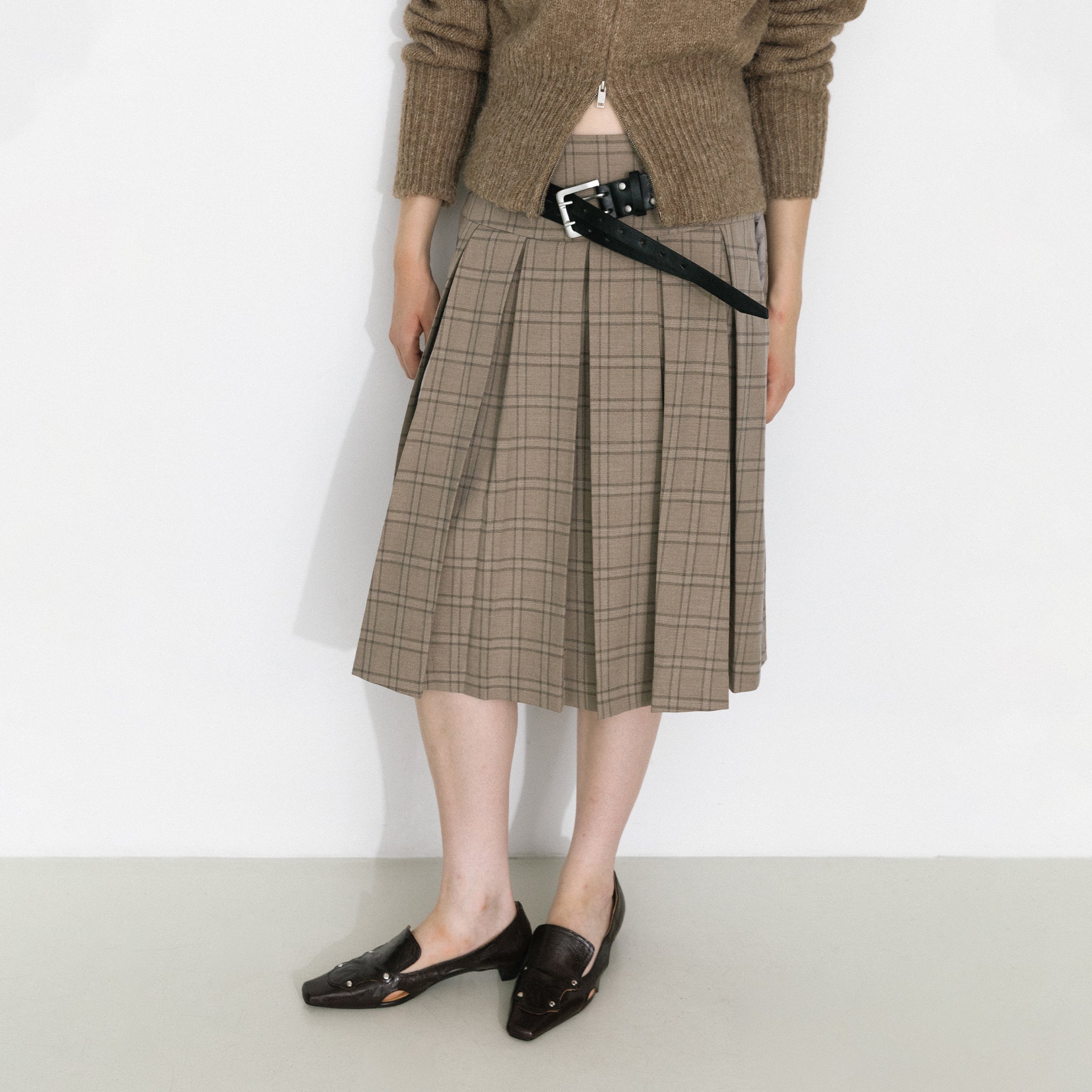 Classic Checked A-Line Pleated Mini Skirt-3