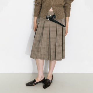 Classic Checked A-Line Pleated Mini Skirt