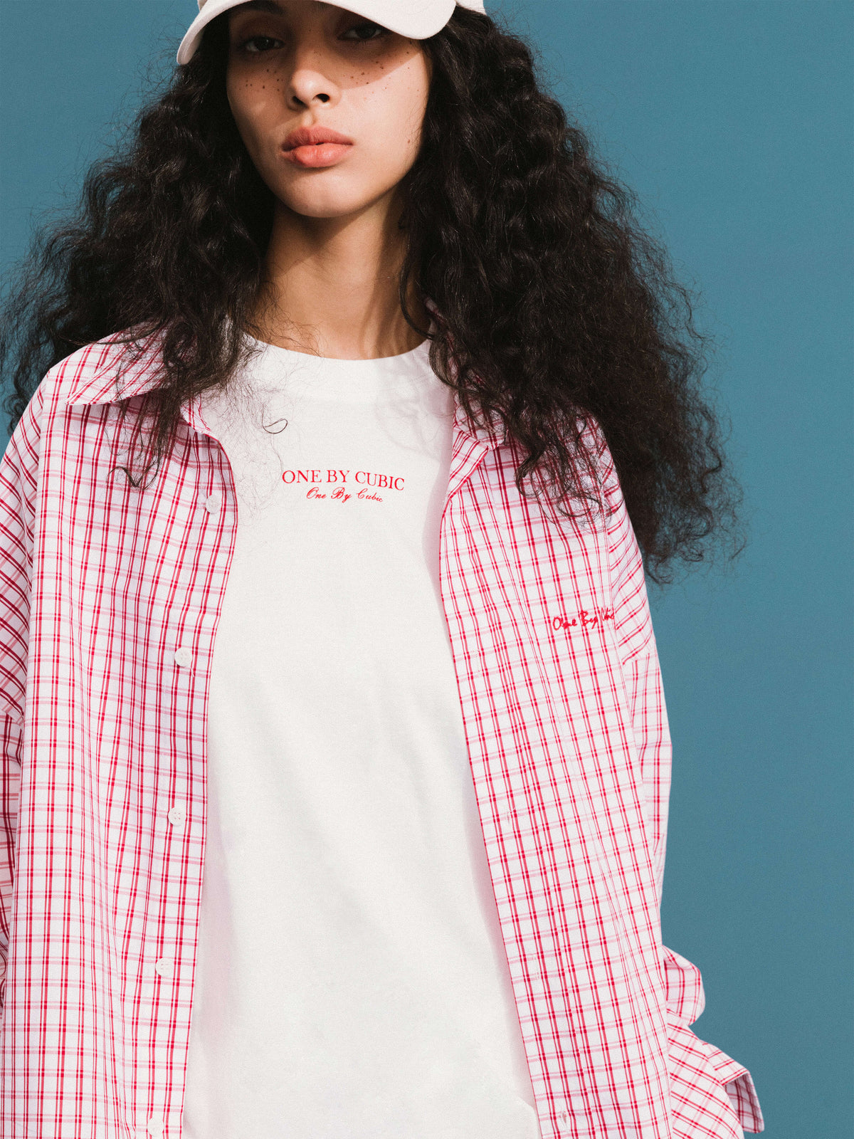 ONE BY CUBIC Checked Oversized Cotton Shirt-4