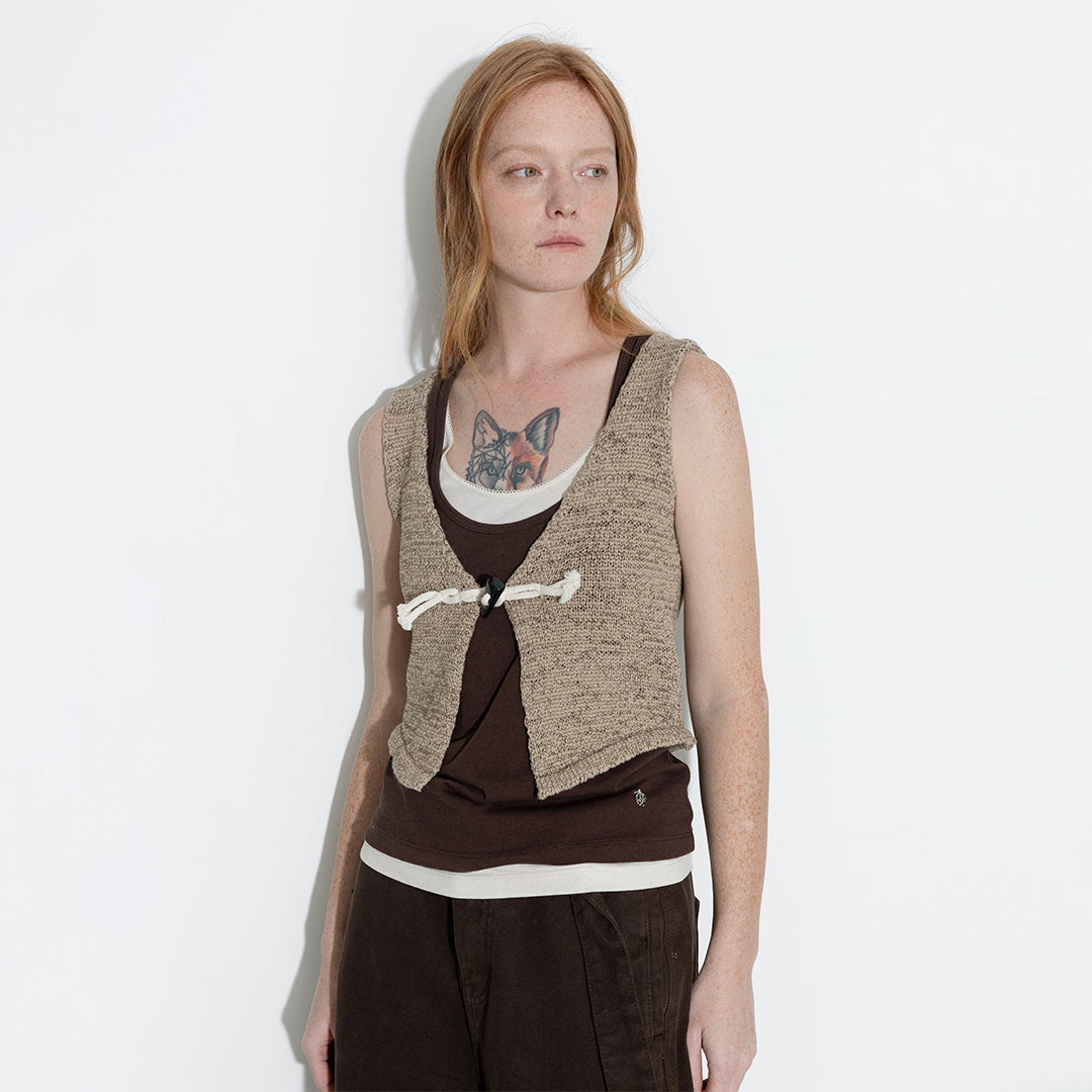Vintage Toggle Button Knitted Cardigan Vest-3