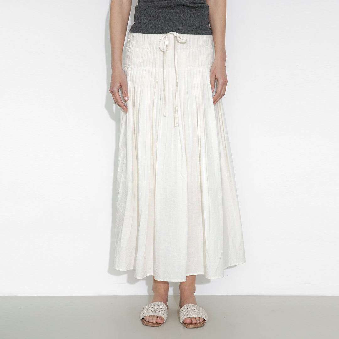 High-Waist Drawstring Pleated Skirt-3