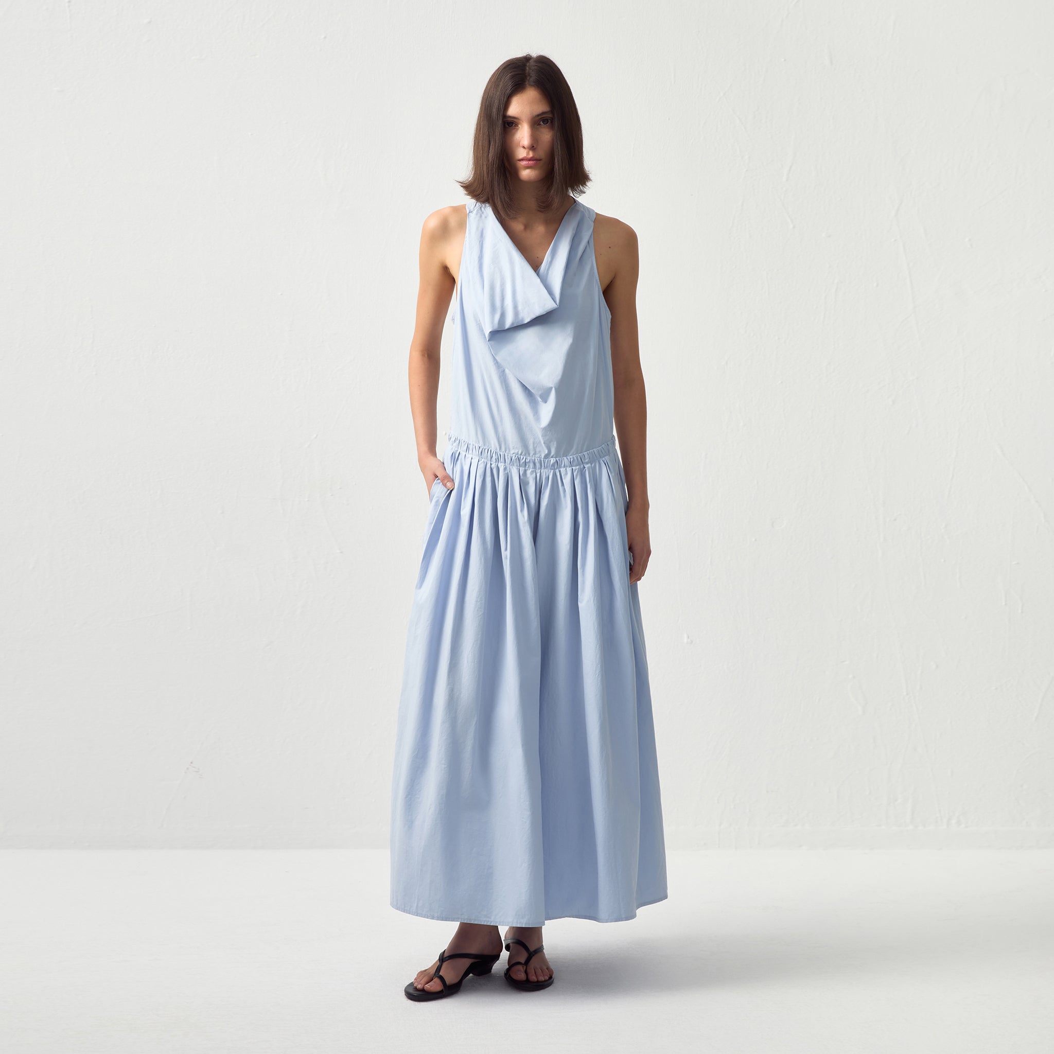 CUBIC 100% Cotton Halter Neck Cowl Dress-3