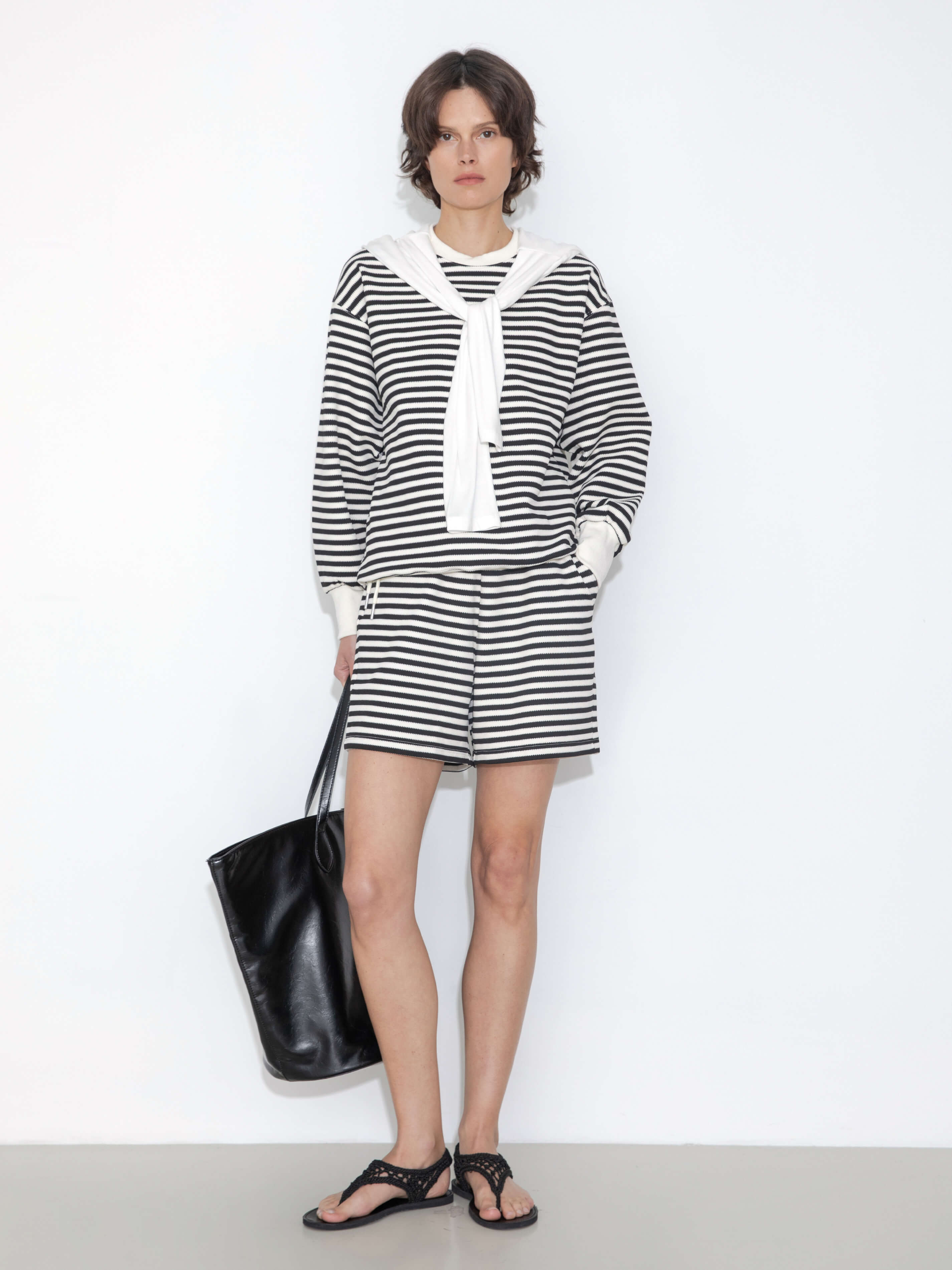 ONE BY CUBIC Stripped Sweatshirt and Shorts Set-1