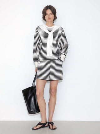 ONE BY CUBIC Stripped Sweatshirt and Shorts Set