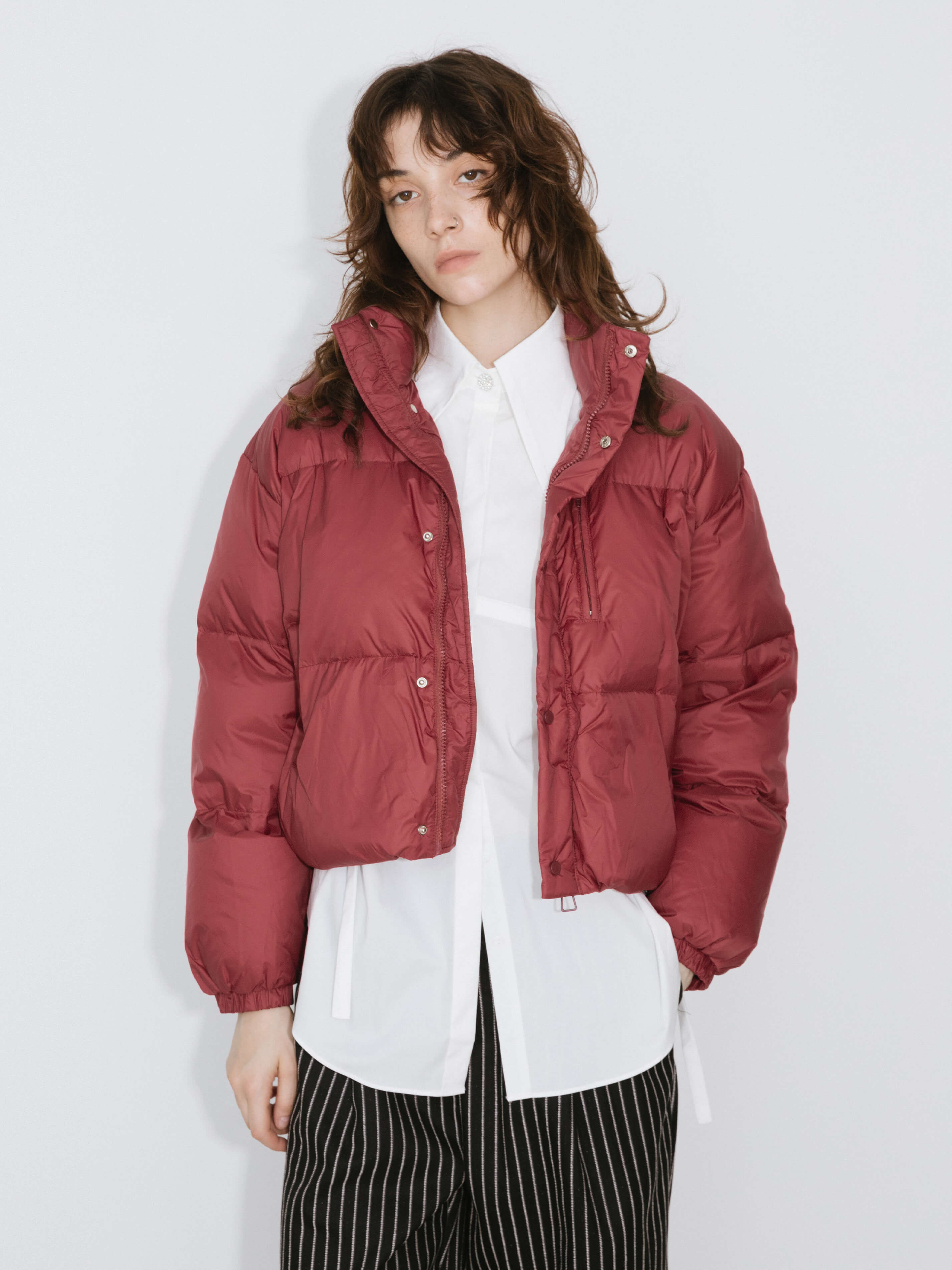 Cropped High Neck Down Coat-3