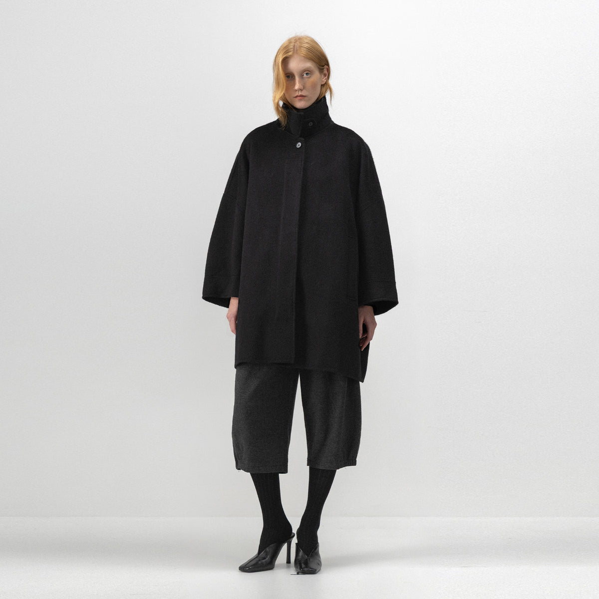 CUBIC Stand-Collar Double-Faced Wool Coat-1