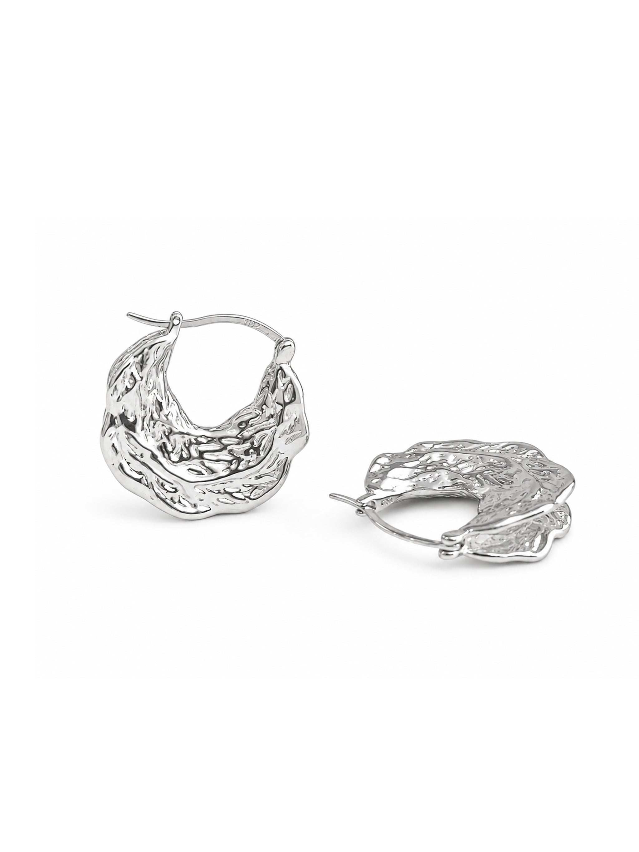 Textured Layered Hoop Earrings-4