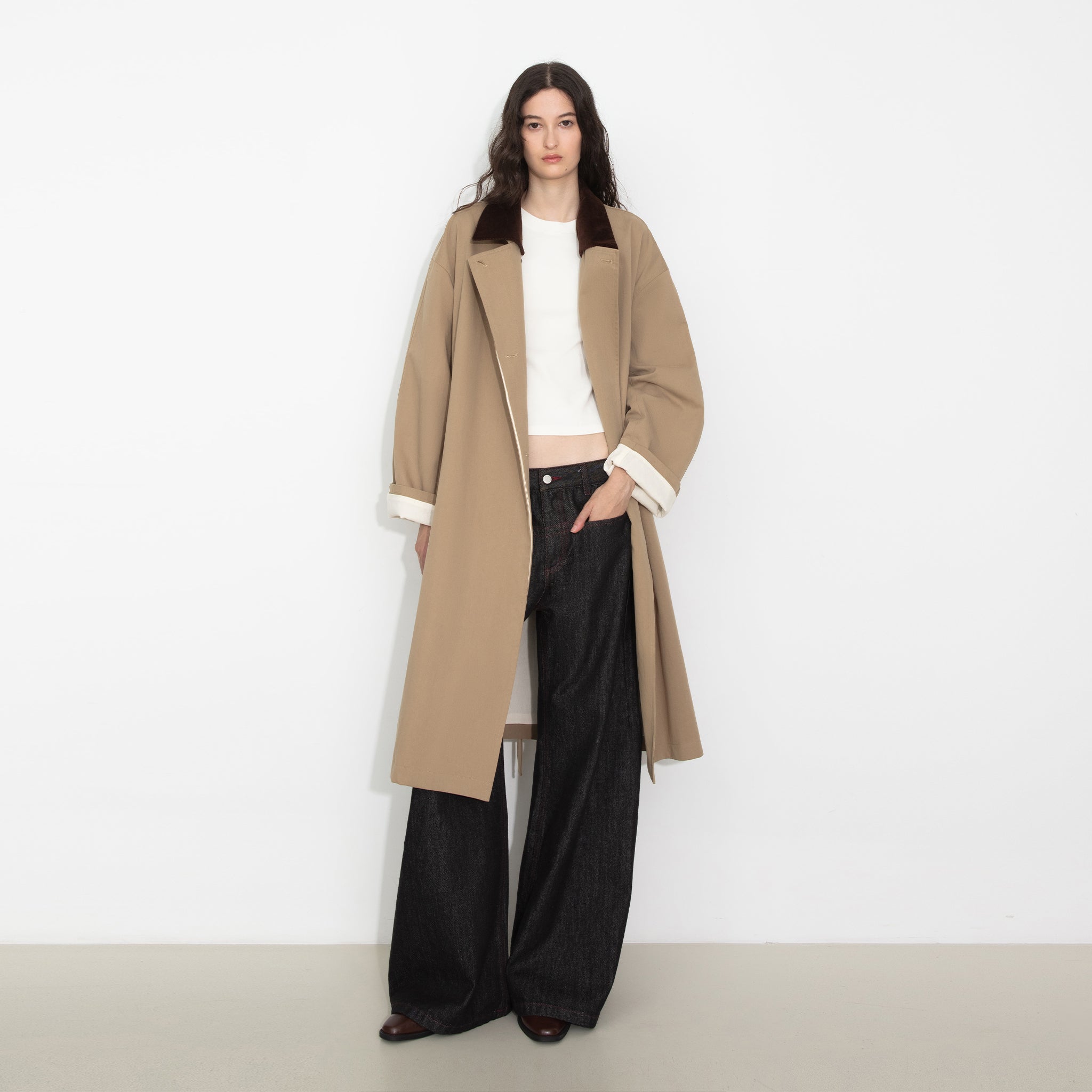Classic Collared Longline Trench Coat-3