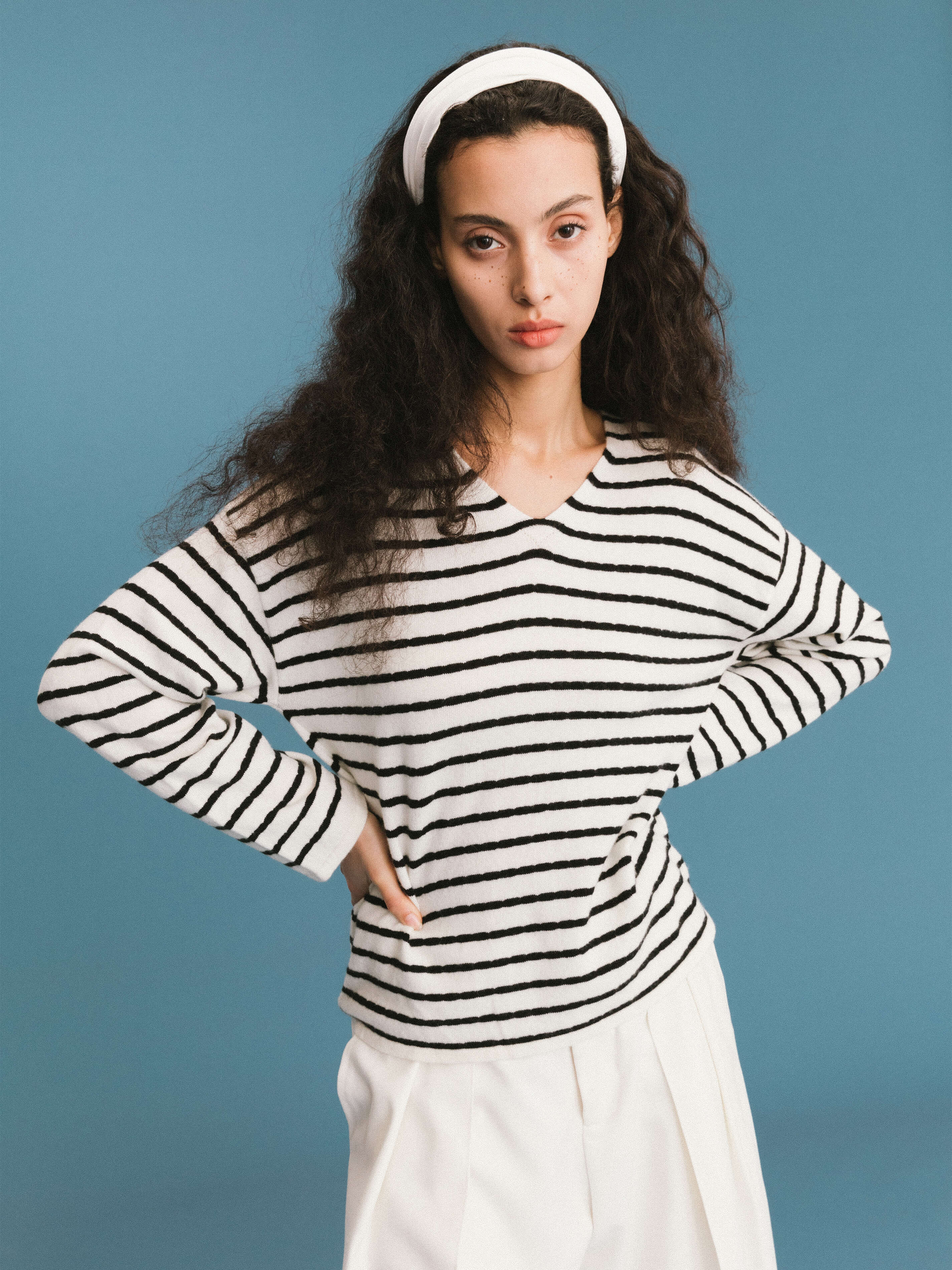 ONE BY CUBIC Striped Wool Knitted Jumper-4