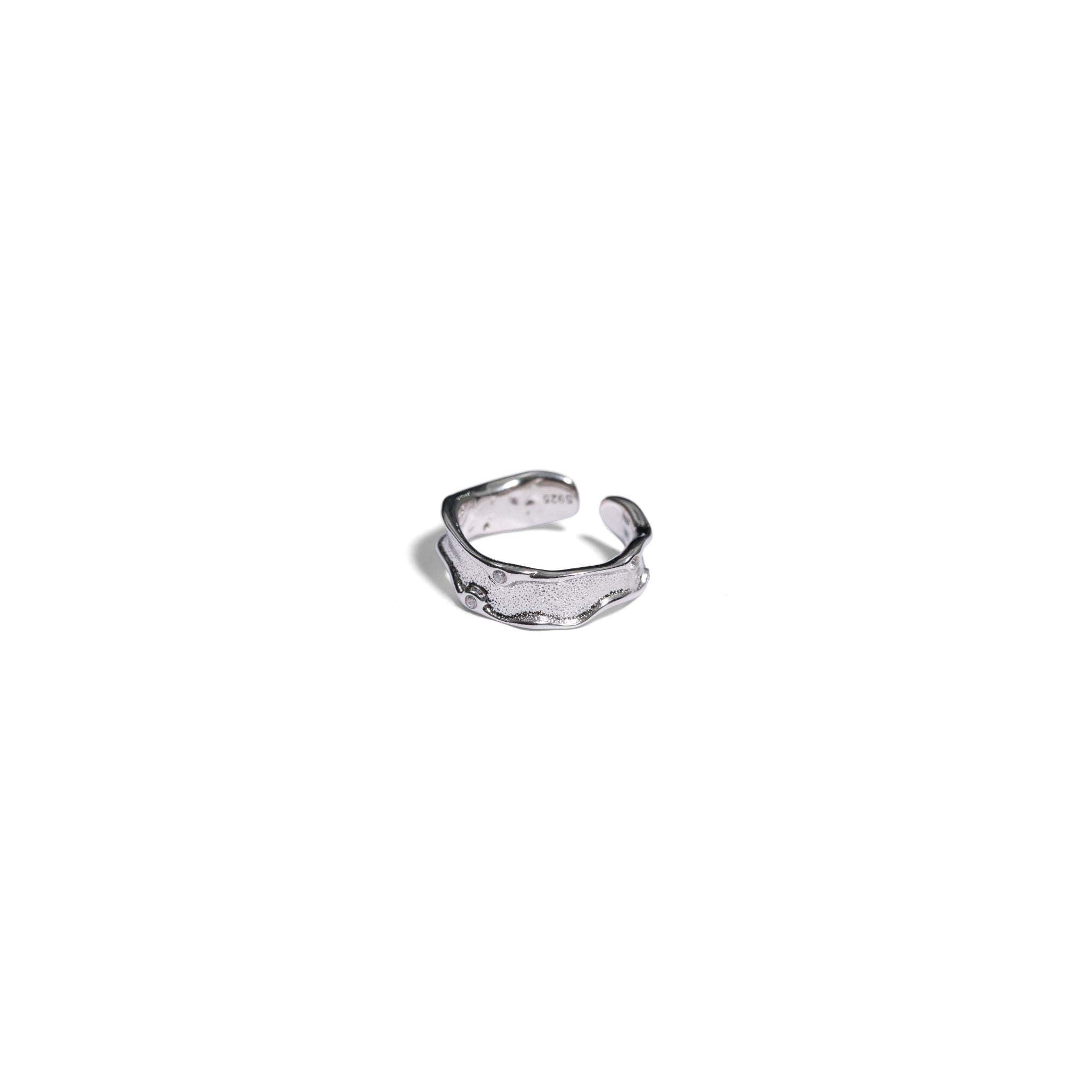 Adjustable Geometric Ruched Zircon Open Ring-3