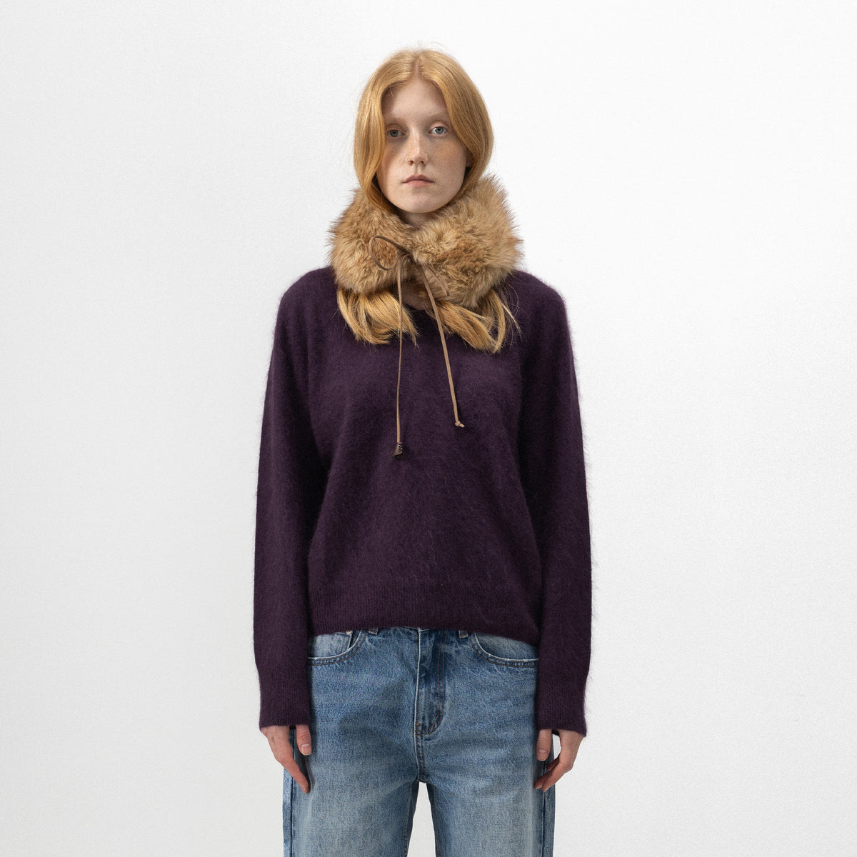 CUBIC Relaxed V-Neck Knit Sweater-3