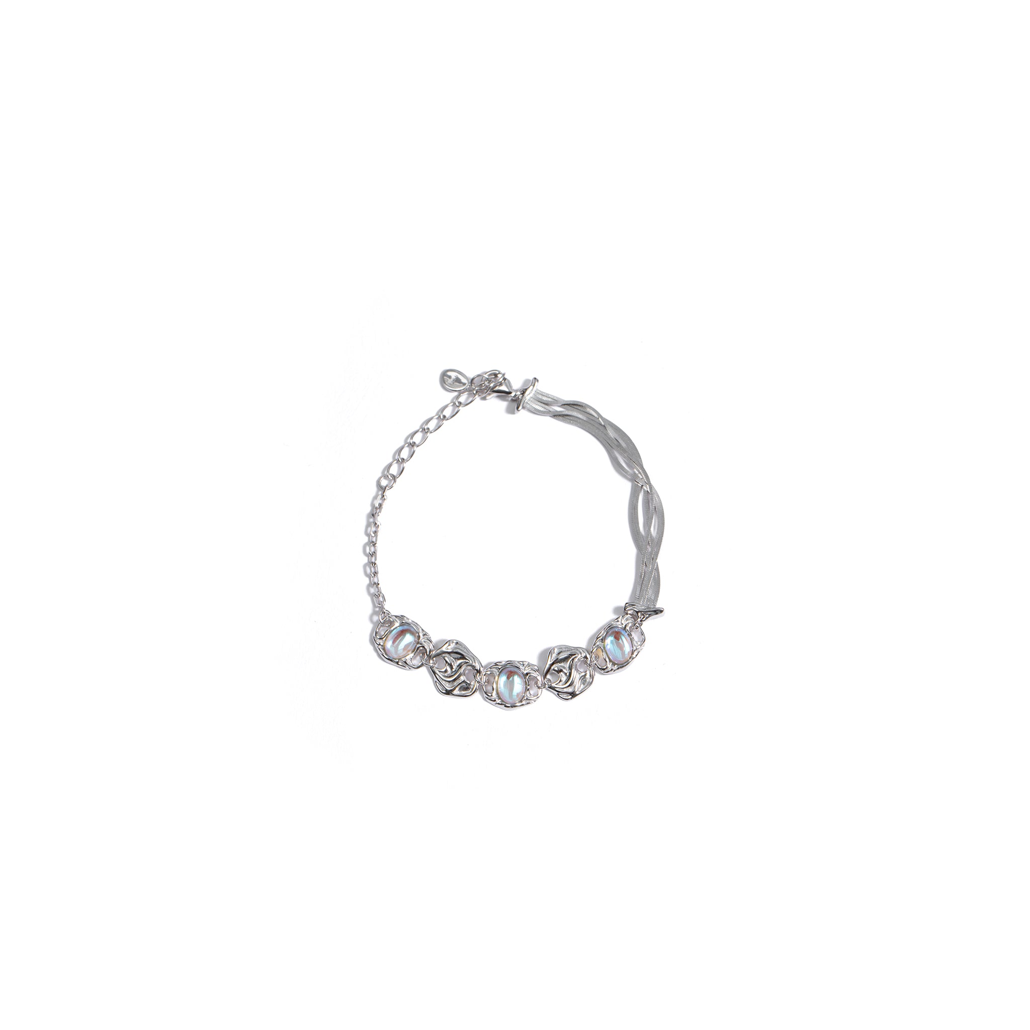 Textured Gemstone Chain Bracelet-3