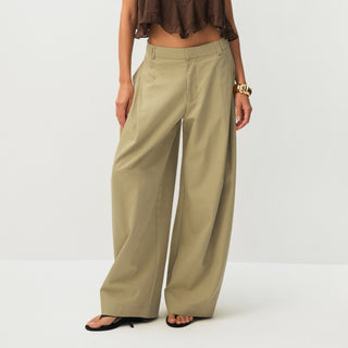 Wide-Leg Tapered Tailored Trousers