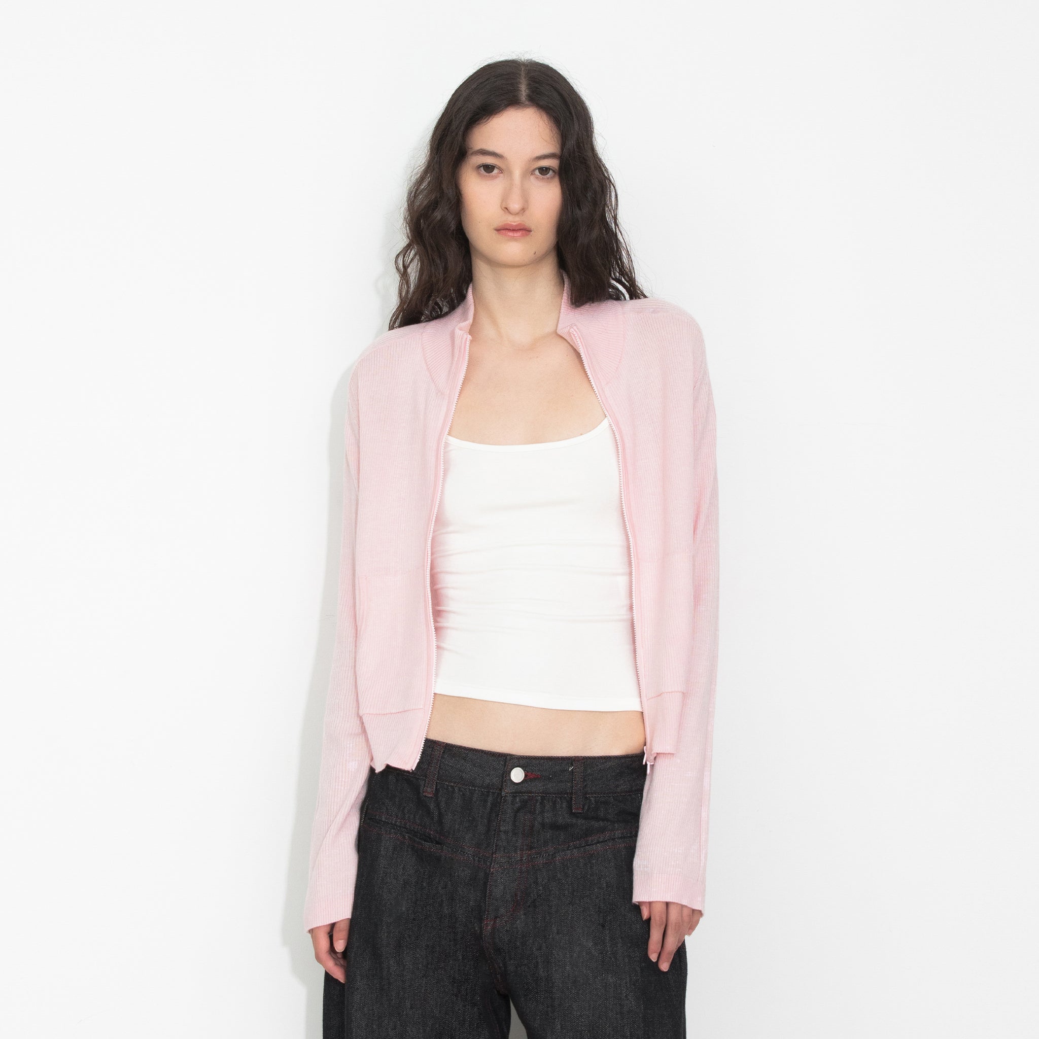 Two-Way Zip Layered Knit Jacket-3