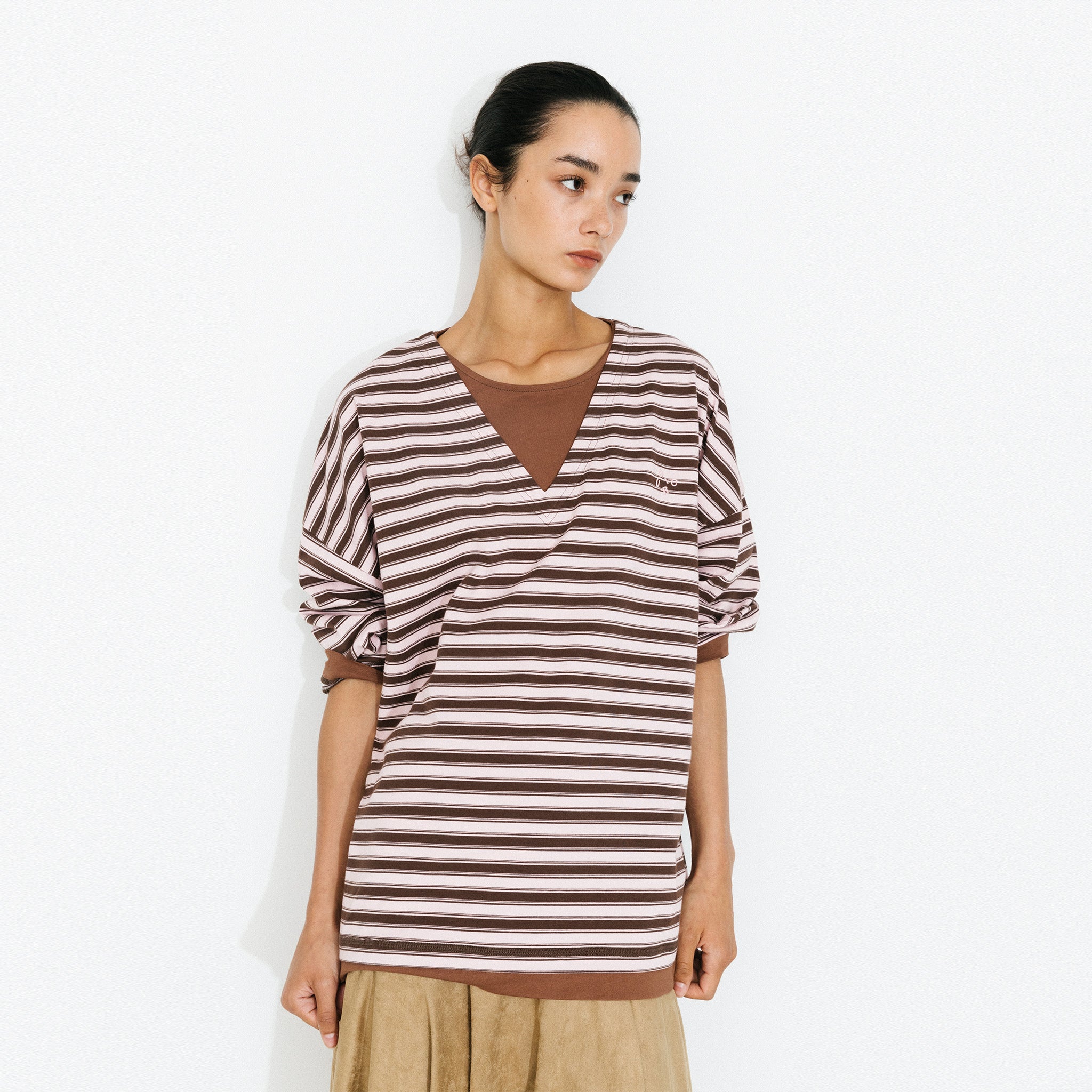Contrast Stripe Oversized Long-Sleeve Top-3