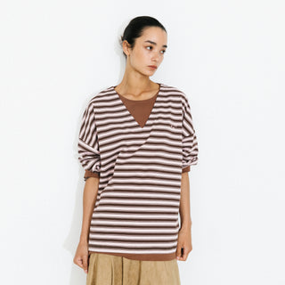 Contrast Stripe Oversized Long-Sleeve Top