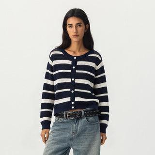 CUBIC Striped Button Knit Cardigan