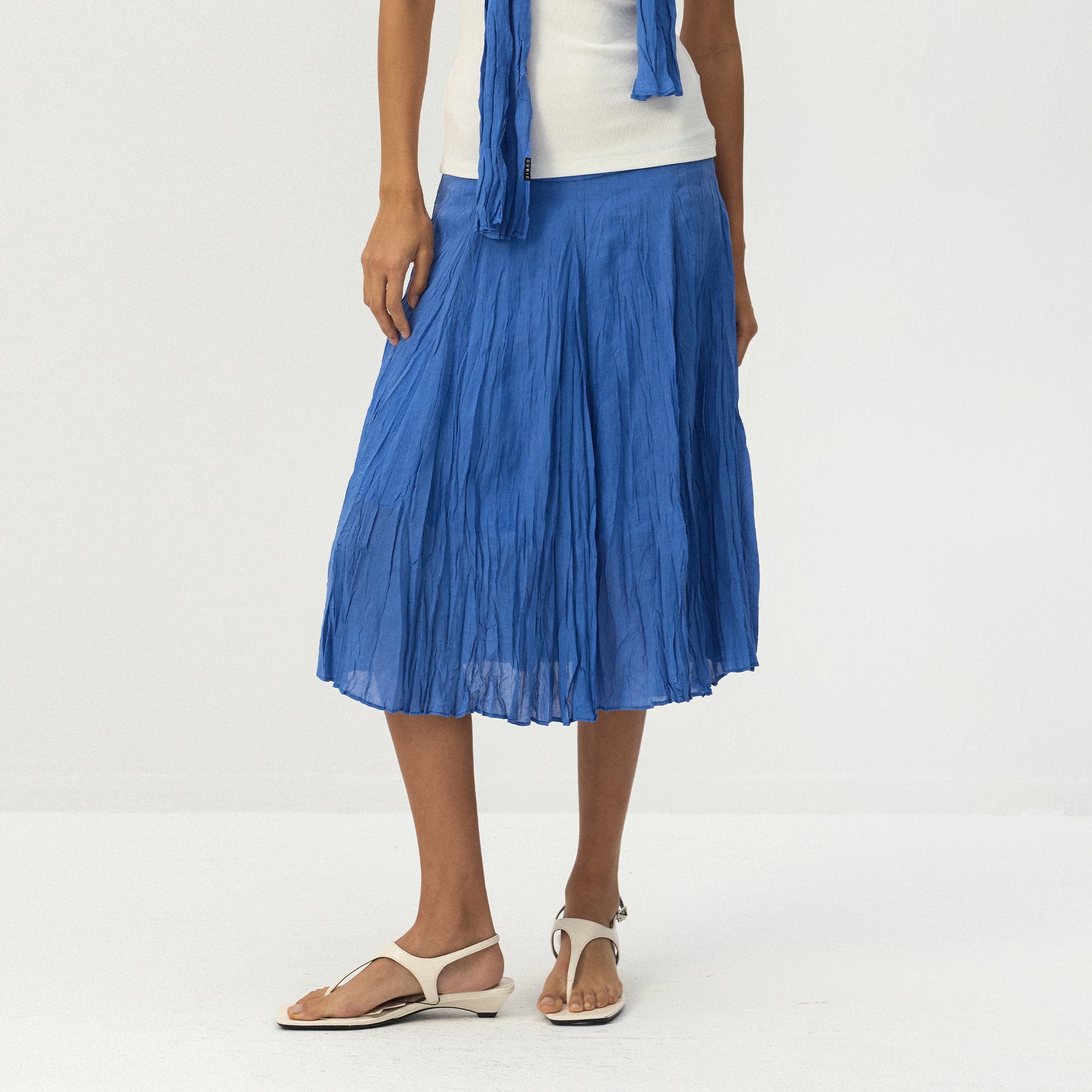 CUBIC Crinkled Pleated Midi Skirt-3