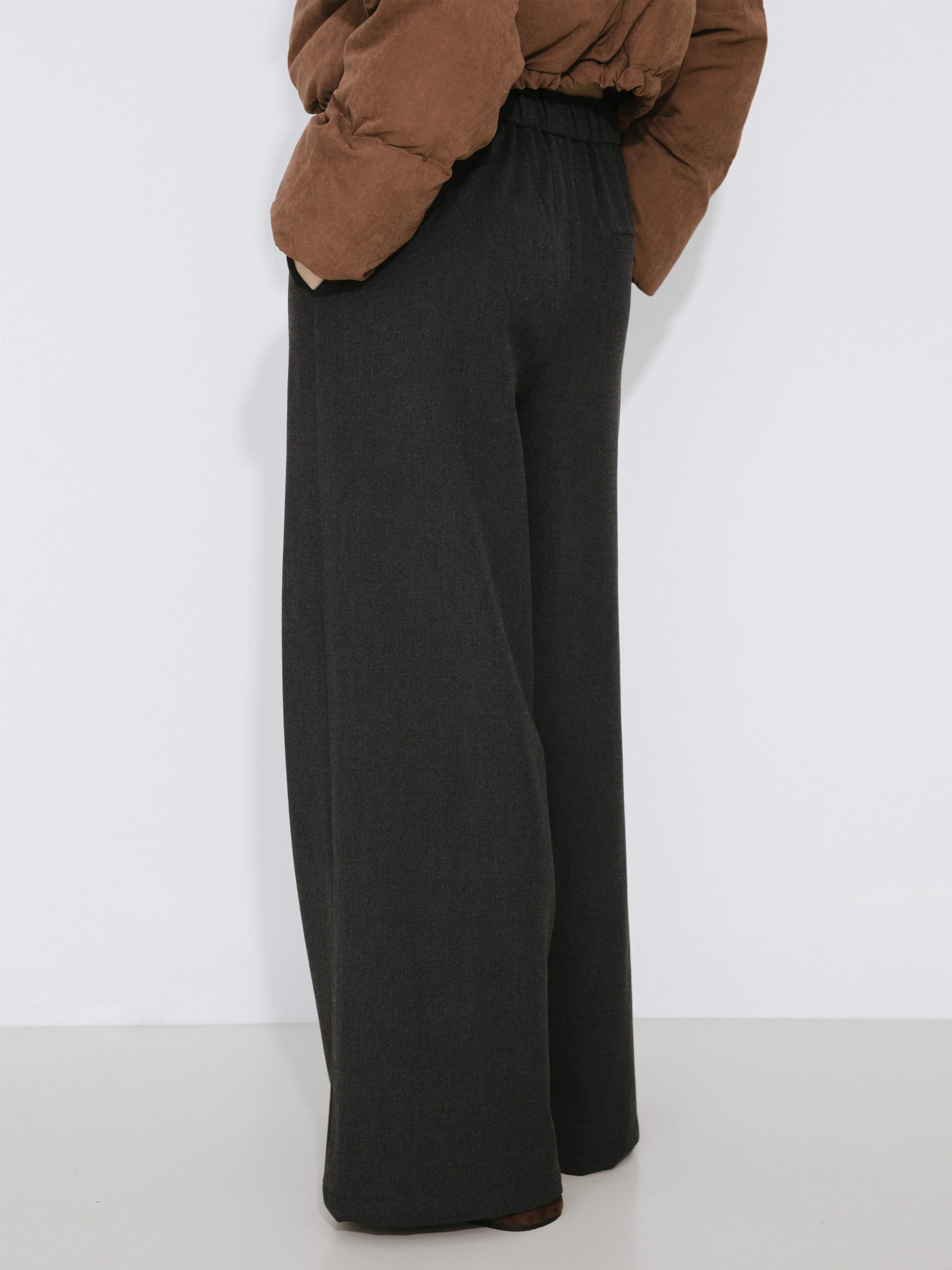 Black Slim Wide Leg Trousers-3
