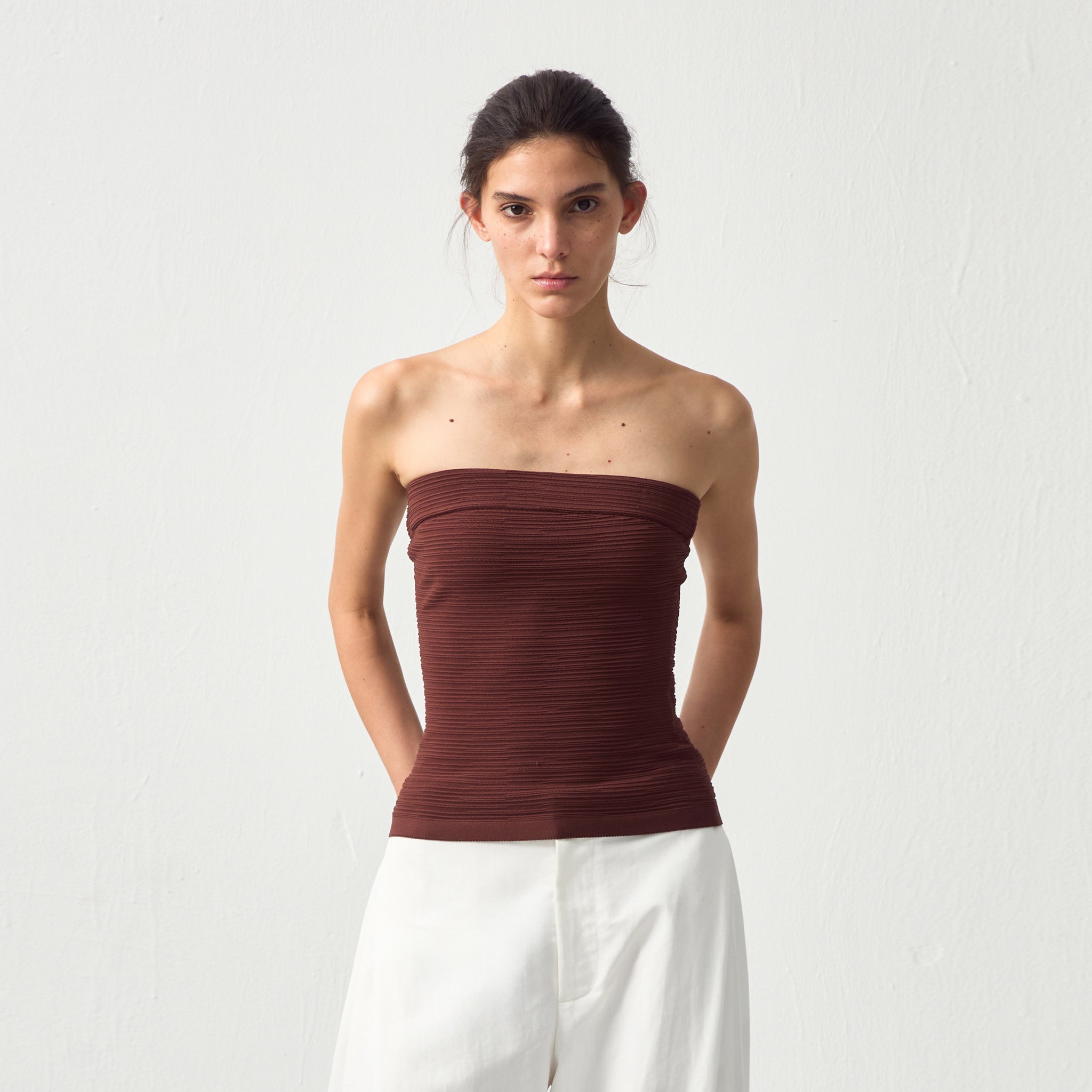 Sculpted Textured Fitted Knit Top-3