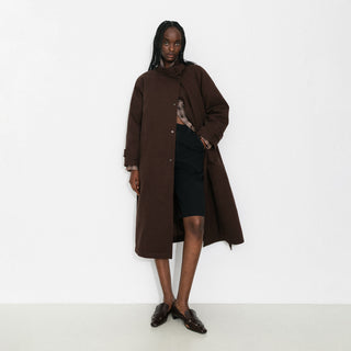 Convertible Collar Long Down Trench Coat