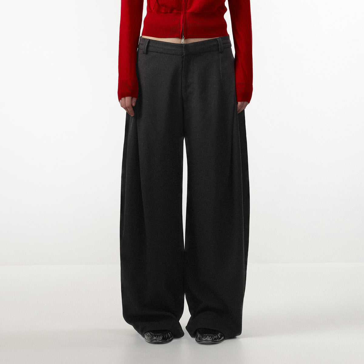 CUBIC Wool Blend Wide Leg Trousers-3
