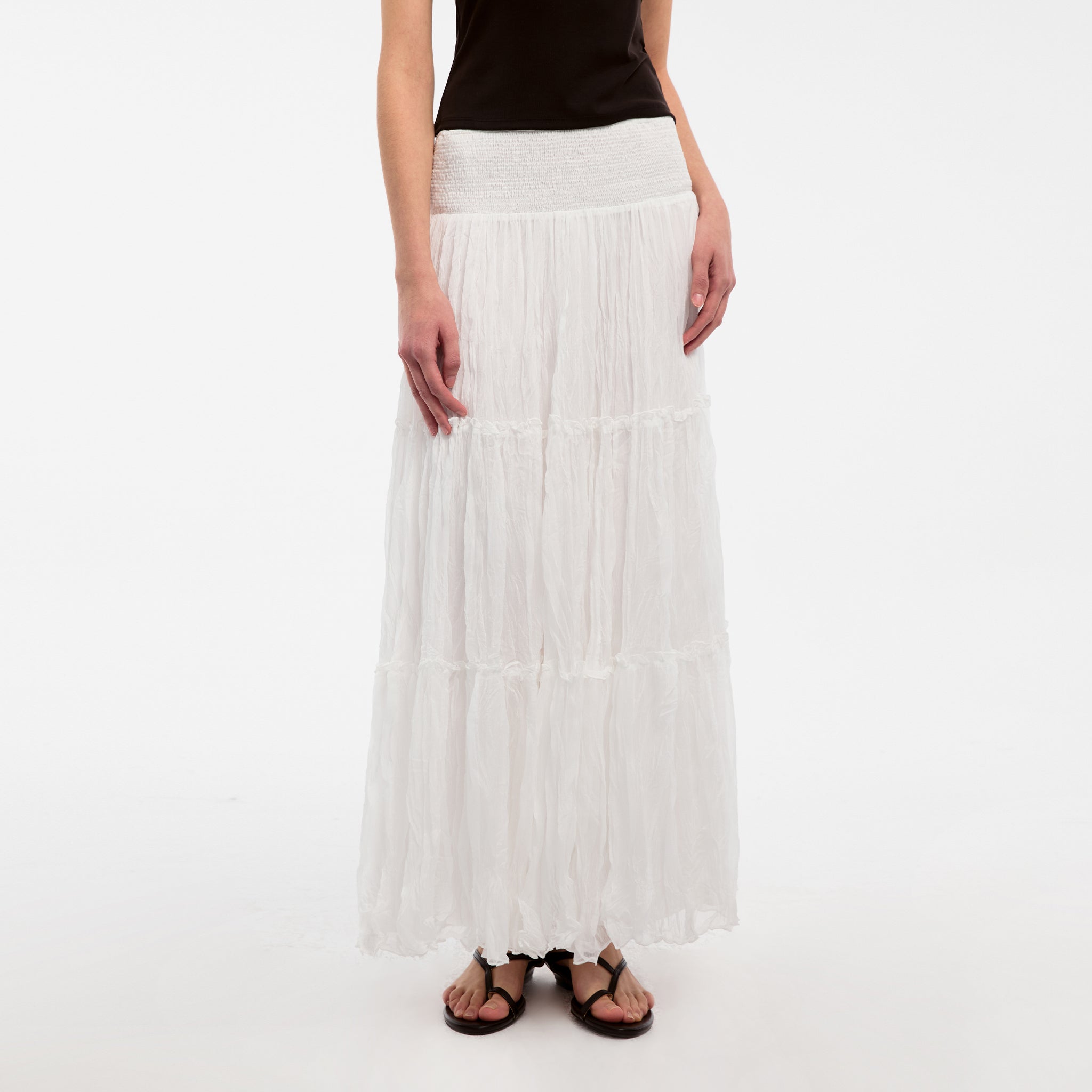 CUBIC Pleated and Gathered Design Tulle Skirt-3