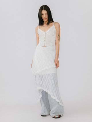 Lace Asymmetrical Layered Maxi Skirt