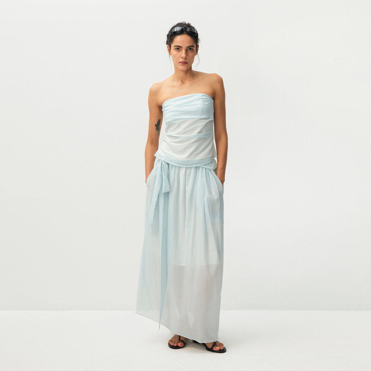 CUBIC Recycled Viscose Blend Strapless Maxi Skirt Set-3
