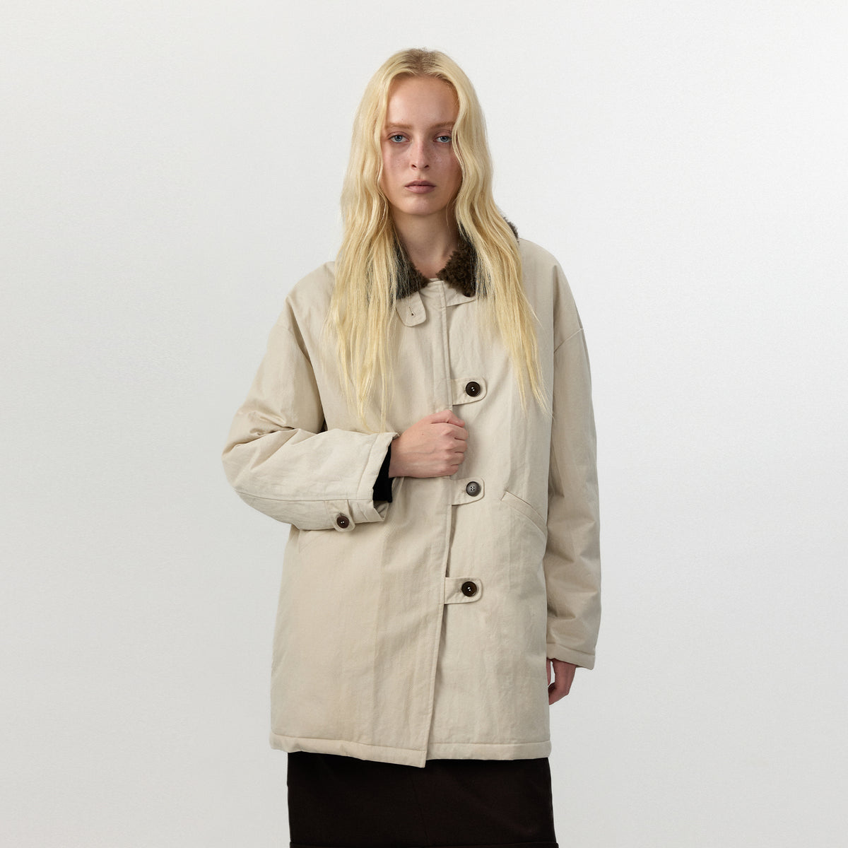 CUBIC Faux‑Fur Collar Oversized Down Coat-3