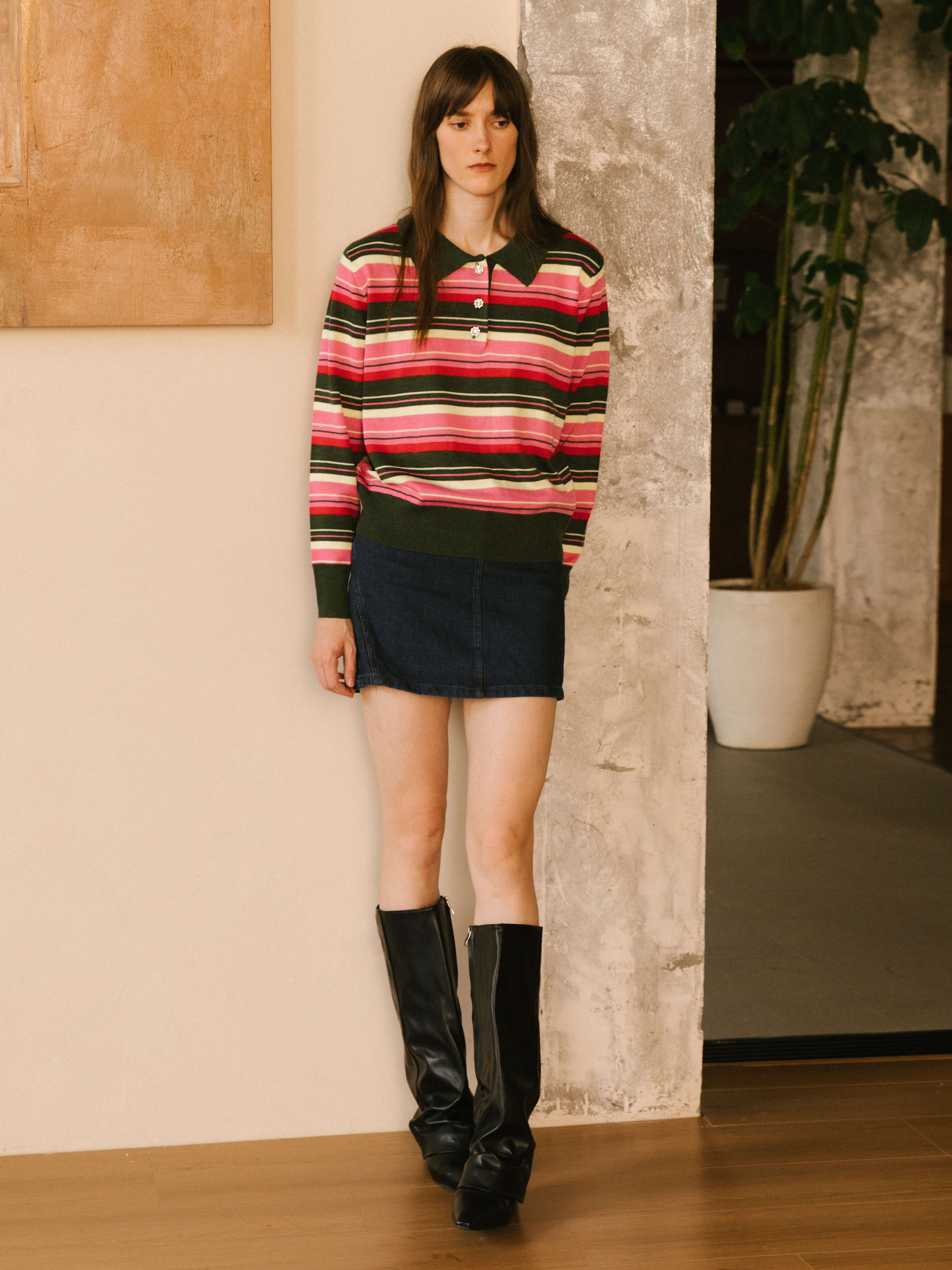 Striped Knitwear Jumper with Wool Blend-3