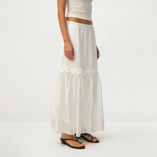 CUBIC Floral Appliqué Tiered Maxi Skirt