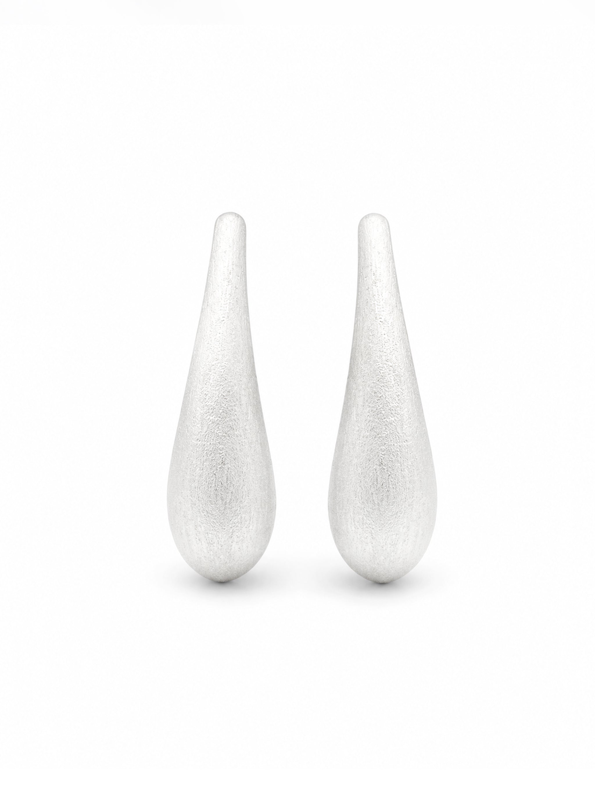Textured Teardrop Silver Stud Earrings-3