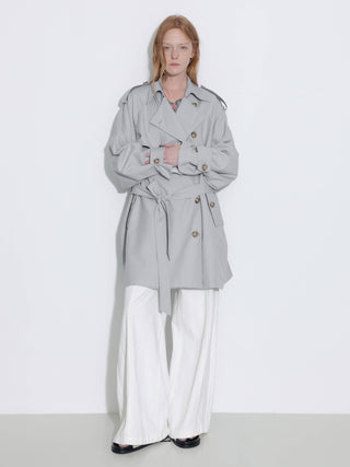 Oversized Mid-Length Trench Coat with Belt