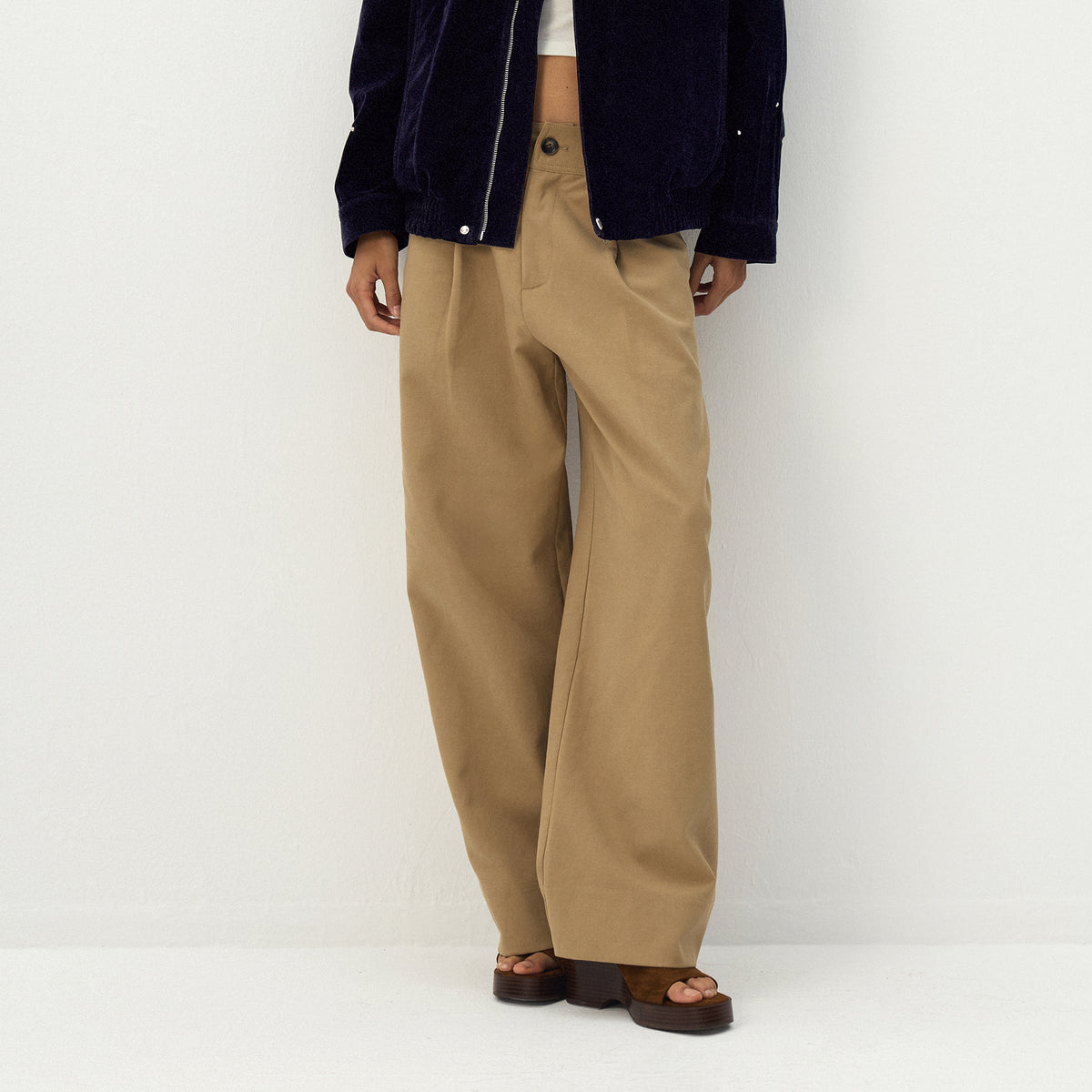 CUBIC Pleated Wide-Leg Trousers-2