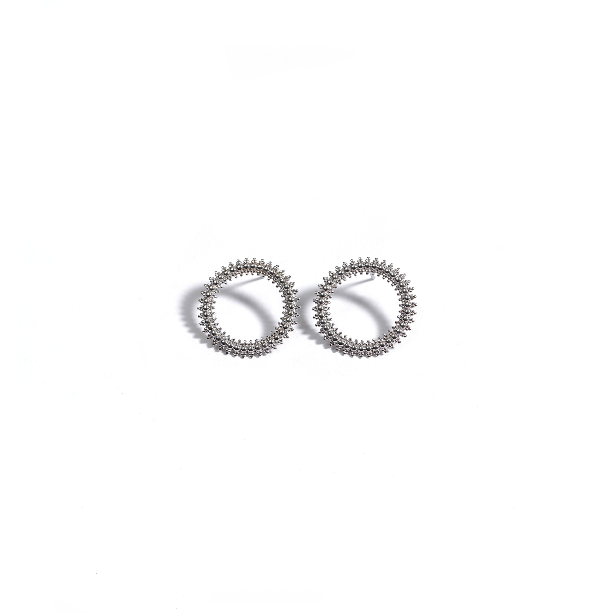 Beaded Circle Stud Earrings-3