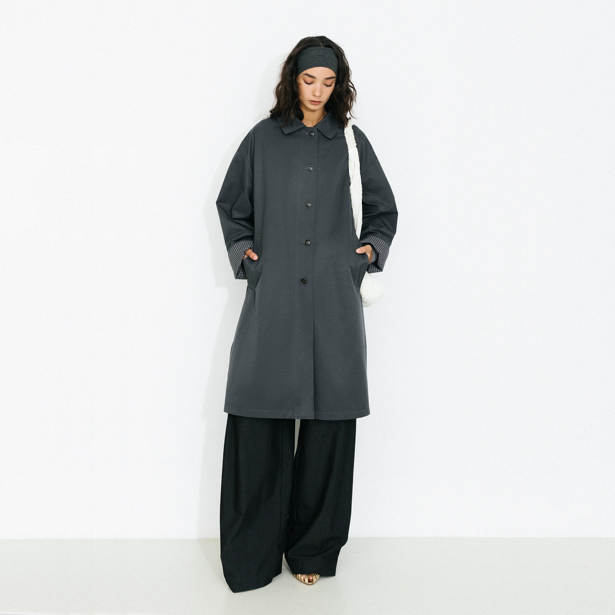 Oversized Single-Breasted Mid-Length Trench Coat-3