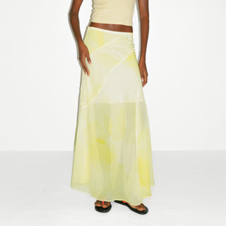 CUBIC Sheer Abstract Print Chiffon Maxi Skirt